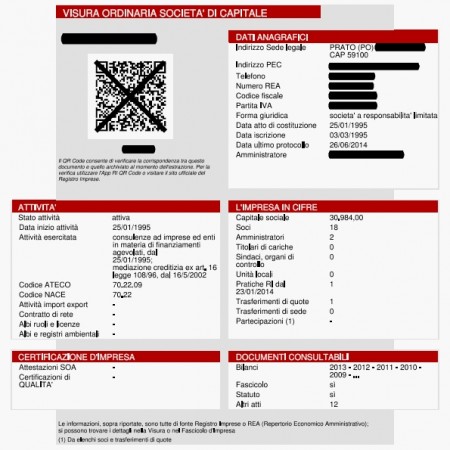 La visura camerale ordinaria online