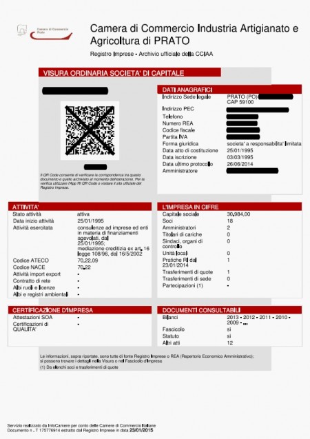 La visura camerale ordinaria online