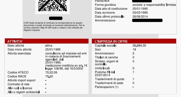 La visura camerale online ordinaria